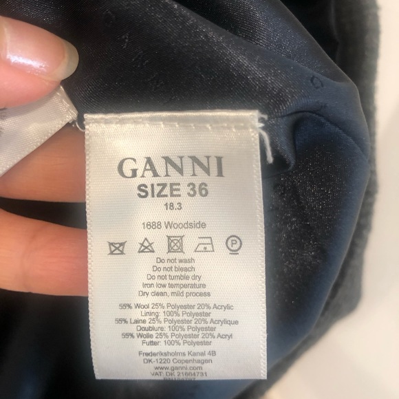 Ganni Woodside Checked Wool Blend Blazer Women’s Grey US 4 Jacket 2 Buttons - Picture 5 of 13